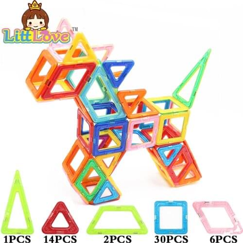 LittLove 53Pcs Big Size Magnetic Building Blocks Animal Designer Enlighten Bricks Magnetic Toys For Children Best Gifts