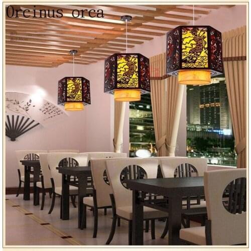 Chinese style antique sheepskin chandelier restaurant bar restaurant aisle solid wood Chandelier free shipping