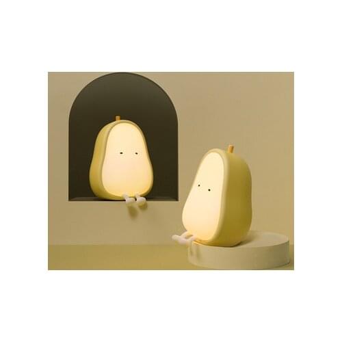 Cute Pear Fruit Night Light Gift for Kids Girl Portable Atmosphere Lamp for Bedroom,Silicone Nursery Stuff,Kawaii Room Decor Toy
