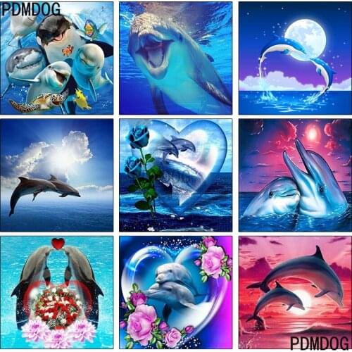 PDMDOG Full Square/Round Drill 5D DIY Diamond Painting " Animal Dolphin lovers " 3D Embroidery Cross Stitch 5D Home Decor Gift