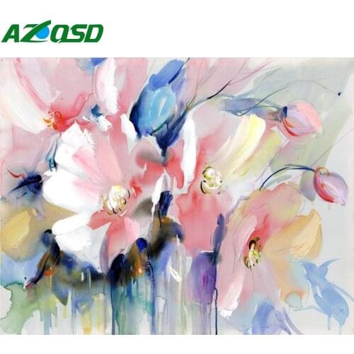 AZQSD Unframe DIY Paint By Numbers On Canvas Flower Home Decoration Coloring By Numbers Abstract Art Floral Handpainted Gift