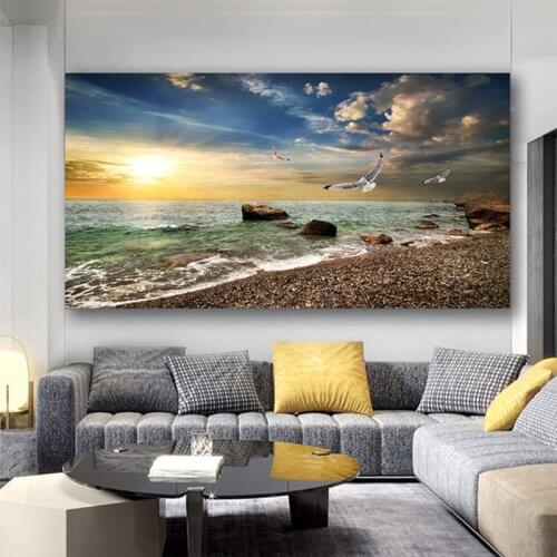 Sky Sea Sunrise Seagull cross stitch kit Diy diamond embroidery landscape diamond painting full square round drill mosaicZP-2243