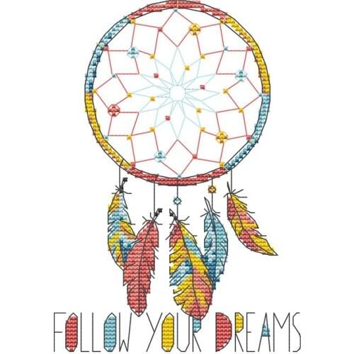 Cross Stitch Kits Stamped for Adults Beginner Kids 11CT DIY Embroidery Needlework Kit -Dreamcatcher 21X28cm