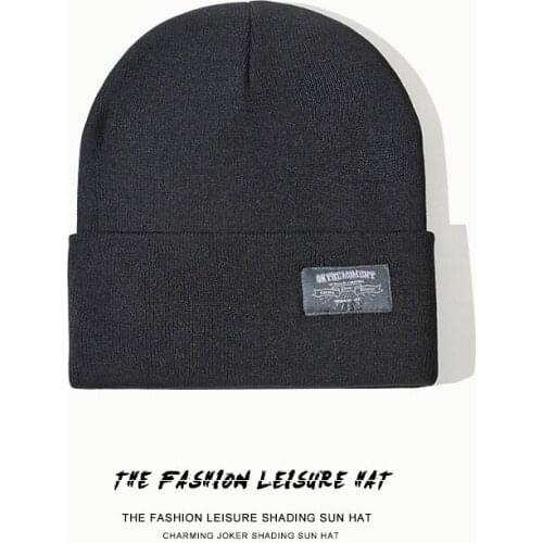 2021 New Fall and Winter Candy Color High Density Knitted Hat for Man and Woman Black Blue Pink 7 Color Optional Warm Hat Cap