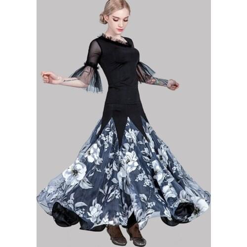 Fashion Standard Ballroom Dancing Dresses Sexy Printing Big Swing Skirt Competition Dance Dress Women Waltz Dance Wear DL3875