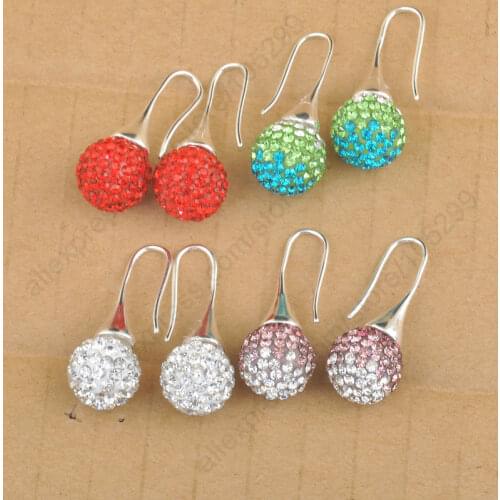 Factory Direct-Selling Wholesale 925 Sterling Silver Jewelry Austrian Crystal Disco Ball Bail Trumpet Drop Earrings