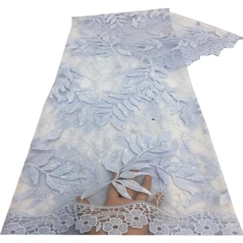 SJ Lace African Lace Fabric 2021 High Quality Sequins Lace French Nigerian Net Lace Tulle Mesh Fabrics For Wedding Sewing x3-59