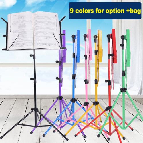 Foldable Music Sheet Tripod Stand Metal Music Stand Holder with Waterproof Carry Bag 9 Colors Guitar Parts & Accessories X470D