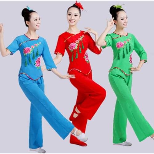 Chinese style Hanfu dance songs national square dance performance clothing middle-aged drums clothing fan dance costumes
