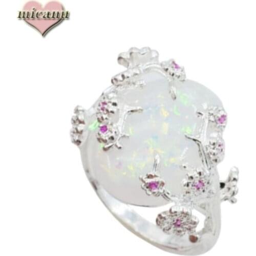 Vintage Rings Moonstone For Men And Women Opal Creative Chinoiserie White Color Exquisite Plum Shape Decoration Jewelry Unisex