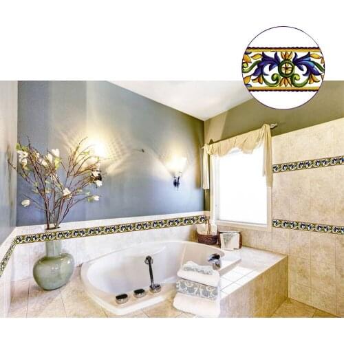 Tile Pattern Waterproof Wall Decoration Wall Sticker 3D Skirting Mirror Wall Stickers Waist Line Self-Adhesive Home Decor