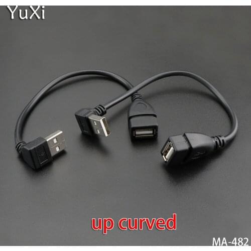 YuXi 2PCS/lot Micro USB 2.0 Type B Male To Female Extension Cable up/Left/right curved Wire Extender Charging Cable Cord