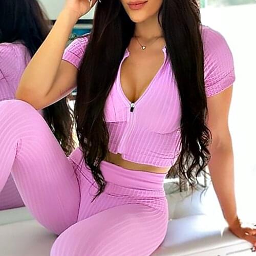 Womens Fitness Yoga Shirt Gym Clothing Zipper Sports Top Woman Stripe Blouses Shorts Sleeve T-shirts Workout Tank Top