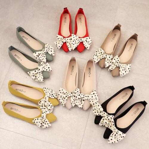 2020 NEW Spring Breathable Women Slip On Flat Loafers Pointed Toe Shallow Ballet Bow Shoes Casual Flat Shoes Ballerina Flats
