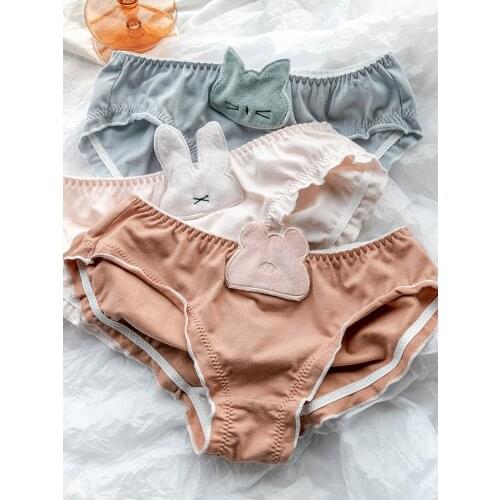 Sweet Ruffles Trim Women Cotton Panties Underwear Cute Briefs Cute Girls Intimates Lolita Appliques Trim