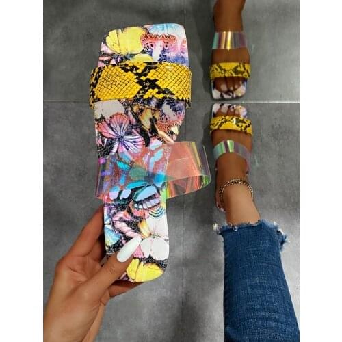 2021 Summer Women Leopard Print Single Layer Non-slip Beach Slippers Outdoor Versatile Casual Durable Sandals