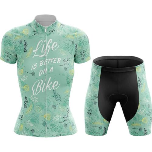 Life Is Better On A Bike Women Summer Women Cycling Jerseys set MTB Bike Cycling Clothing Breathable Mountain Bicycle Clothes