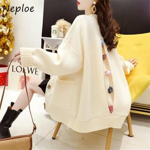 Long Sleeve Woman Sweater 2021 New Autumn Fashion Loose Cardigan College Style Single Breasted Knitted Sweater Women