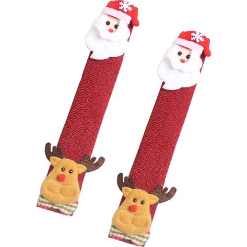 Fridge Handle Cover Christmas Microwave Oven Gloves Burlap Fridge Gloves Protection Cover Christmas Decoration
