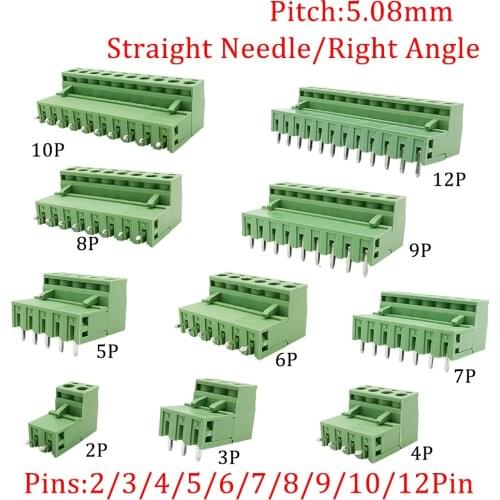 10/5 Pairs Pitch 5.08mm Terminal Block Connector 2EDG 5.08mm 2-12 Pin Pcb Screw Connector Terminal Block 2EDG Socket PCB Screw