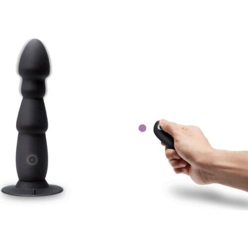 10 Speeds Wireless Remote Control Anal Plug Vibrator with Strong Sucker Curved Beads Anal Sex Toys USB Charged Silicone