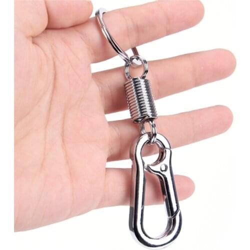 2 Pcs Outdoor Stainless steel Waist Belt Clip anti-lost buckle hanging keyring retractable spring Buckle carabiner keychain