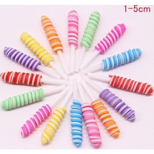 20Pcs Hot Clay Swirl Rainbow Lollipop kawaii Miniature Food for DIY Crafts Making Scrapbooking For Phone Hair Bow Accessories