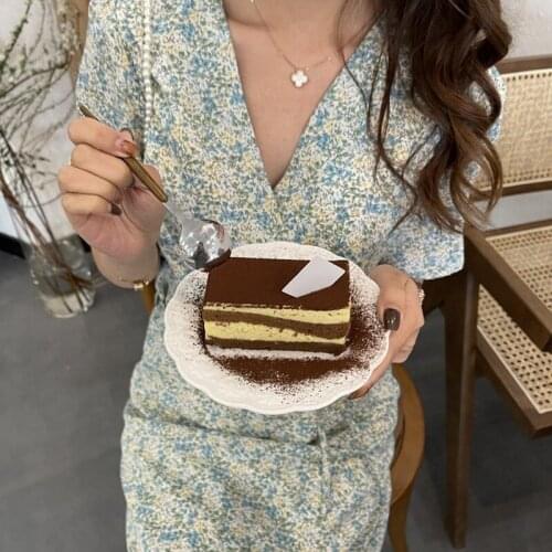 2021 Elegant Floral Dress Women Summer Short Sleeve Printed Midi Dress Chiffon Plus Size Lace Up V Neck Dresses for Women 15230