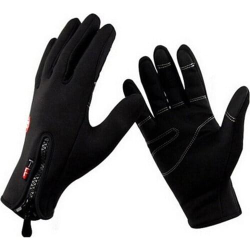 2020 New Men And Women Black Nylon Mittens Sports Cycling Gloves Windproof Warm Zipper 4 Colors Winter Touched Screen Gloves