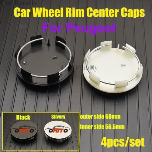 4PCS For peugeot 207/301/308/309/408/508/807/2008/3008/4007 Original dustproof 60mm ABS Car Rims Wheel Hub Center Caps Covers