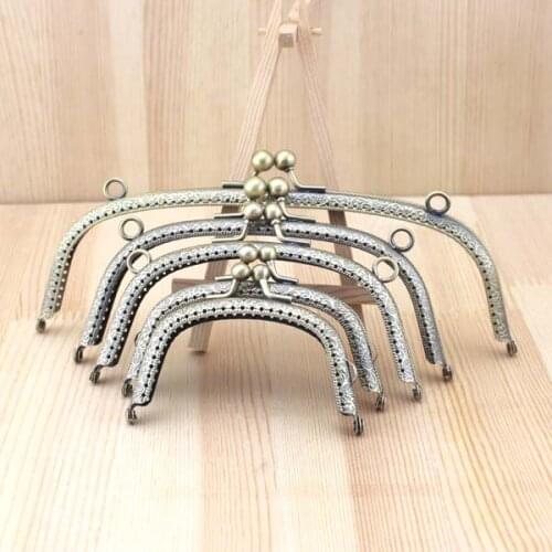 5PCS antique brass 8.5 10 12 15CM 20CM knurling embossing arc-shaped Metal Purse frame Kiss Clasp DIY accessories Coin Purse