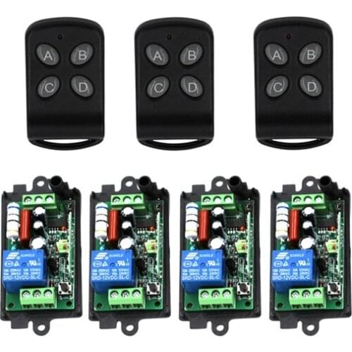 AC 220V 10A 1CH Channel RF Wireless Remote Control Switch & Remote Control System 4*receiver+3*transmitter 315/433MHZ SKU: 5393