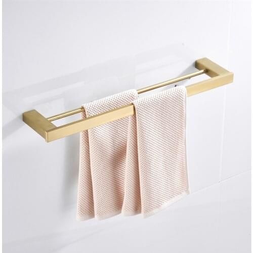 Bathroom Accessories,Strong 304 Stainless Steel Material Gold Brushed Double Towel Bar &Towel Rack Bathroom Hardware Set