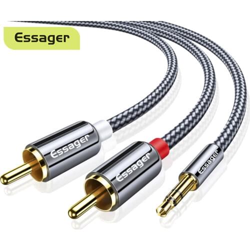 Essager RCA Audio Cable Jack 3.5 to 2 RCA Cable AUX RCA Jack 3.5 mm Adapter Splitter Aux Cable for TV Box Theater Speaker Wire
