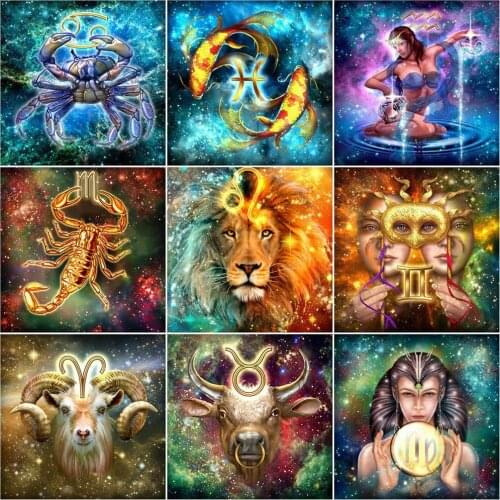 AZQSD DIY Diamond Painting Constellation Home Decor Diamond Mosaic Cartoon Animal Cross Stitch Full Square Drill Handmade Gift