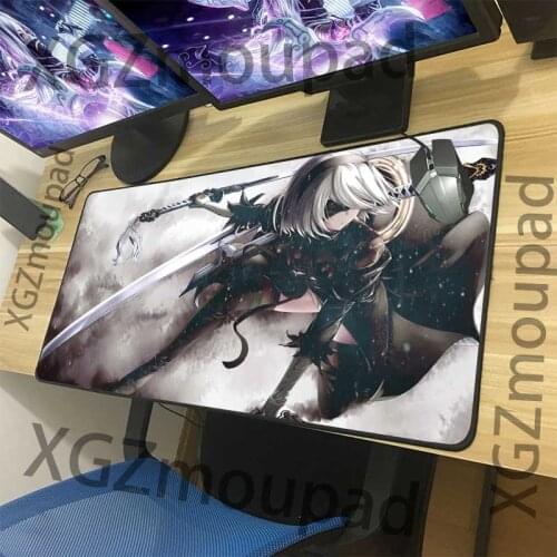 XGZ Large Mouse Pad Black Lock Edge Anime NieR: Automata Computer Keyboard Mat Speed Rubber Non-slip for Lol Csgo Gamer Xxl
