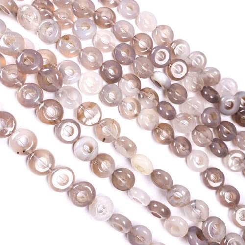 1 Strand 20Pcs 10x4mm Gray Agate Large Hole Beads For DIY Jewelry Making Accessories 15.5Inch Exquisite Gift