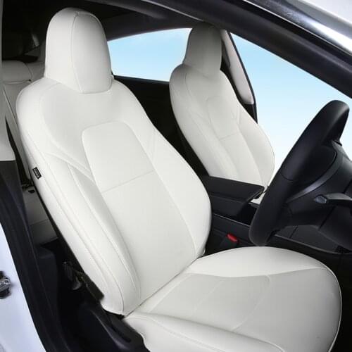 2X Car Seat Cover Cushion Pad For Tesla Model 3 Y Leather Waterproof Auto Styling Interior Accessories Customized White 20 2021
