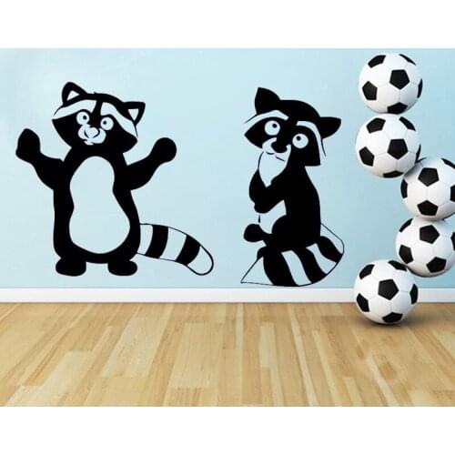 Kids Nursery Wall Stickers Raccoons Vinyl Decal Animals Mural Children Bedroom Decor Babys Room Decoration Funny O234