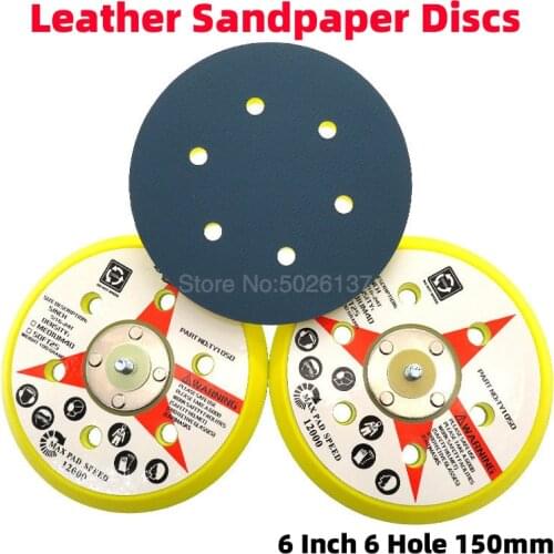 6 Inch 6 Hole M8 Self-adhesive Leather Sanding Disc Backing Pad 150MM Abrasive Tools Polishing Grinding Surface Pneumatic Plate