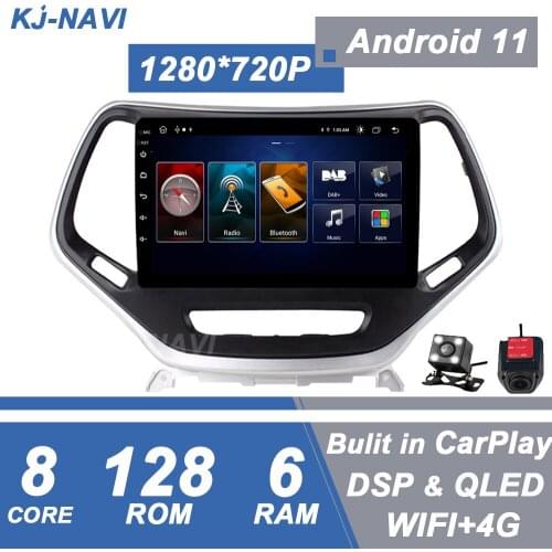 For Jeep Cherokee 5 KL 2014-2018 QLED 4G DSP Stereo Car Radio Multimedia Video Player Navigation GPS Android 11 6+128G WIFI BT