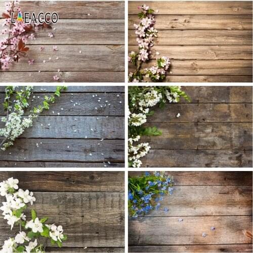 Laeacco Old Wooden Board Photophone Flowers Blossom Petals Planks Photography Backdrops Food Pet Baby Newborn Photo Backgrounds