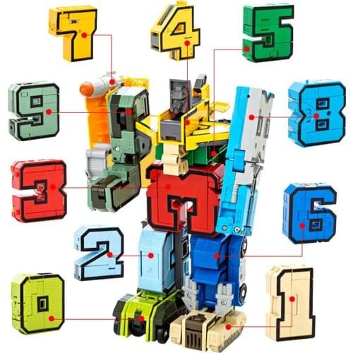 Cognitive Early Educational Toys for Children Kids LearningToys Digital Transform Robot Assembled Building Blocks Christmas Gift