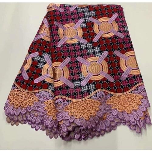 SJ Lace New Ankara Wax Lace Fabric 6yards African Nigerian 100% Cotton Wax Print Fabric Guipure Lace With Wax Fabric d2-10