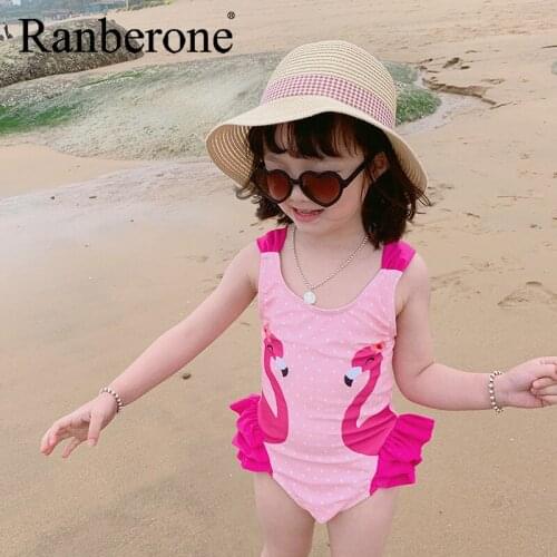 Ranberone Girls Swimsuit Pink One Piece Suit Childrens Princess Swimwear Cartoons Summer Bikini Beach Sport Bathing Suit