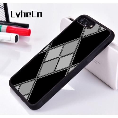 LvheCn 5 5S SE 6 6S Soft TPU Silicone Rubber phone case cover for iPhone 7 8 plus X Xs 11 Pro Max XR Black & Gray Checkers