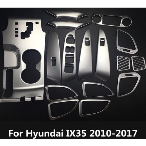 Matte Silver Car Gear Panel Sticker Cover Window Control Moulding Trim for Hyundai IX35 2010 2011 2012 2013 2014 2015 2016 2017