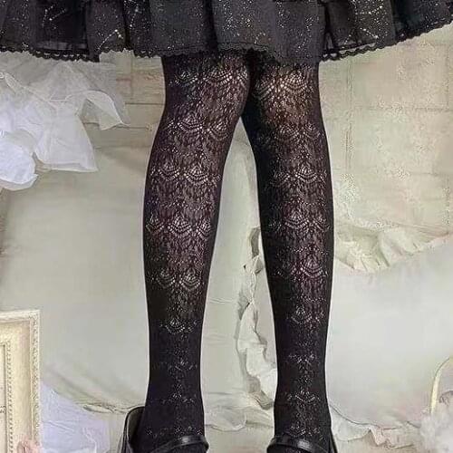 Medias de mujer Sweet Department Lovely Mesh Pantyhose Soft Girl Beautiful Flowers Lolita Girl Stocking Thigh High Women Tights