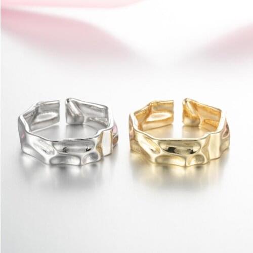 Minimalist Irregular Concave Convex Gold Silver Color Ring Punk Width Open Finger Rings for Women Men Wedding Accessories Gift