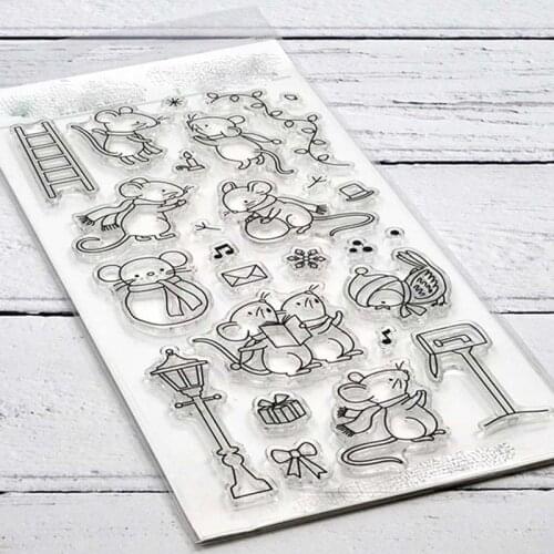 Mouse festival Metal cutting dies and Clear Stamps Transparent Silicone Seal for DIY scrapbooking photo album Decorative